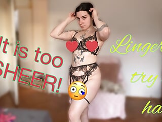 Hot Tattooed Alternative Model See Through Lingerie Try On Haul free video