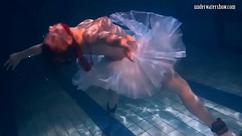 Bulava Lozhkova With A Red Tie And Skirt Underwater free video