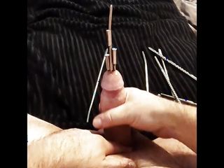 Extreme Urethral Sounding. Multiple Sounds In Cock + Cum. Cock Stuffed Full. Part 2 free video